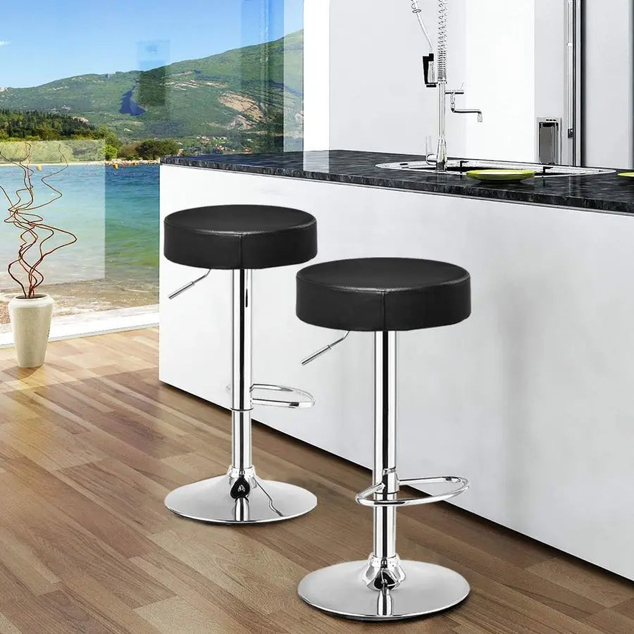 XMSJ Height Adjustable Bar Stools Swivel PU Leather Armless