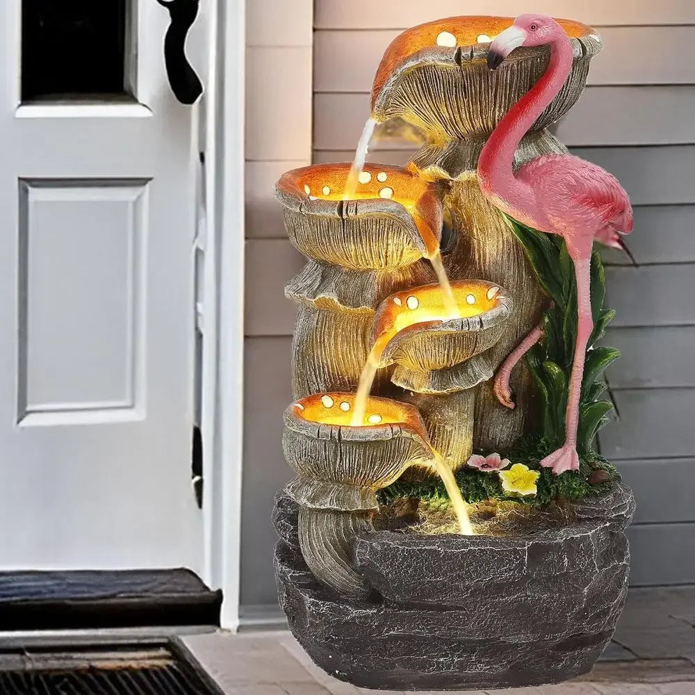 5-Tier Indoor Outdoor Waterfall Fountain With LED Lights