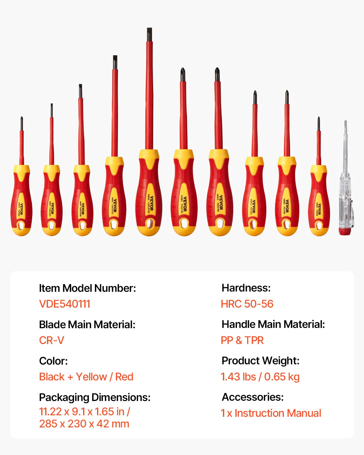 NONEDIY 11-Piece Insulated Screwdriver Set 1000V Electrician Tools
