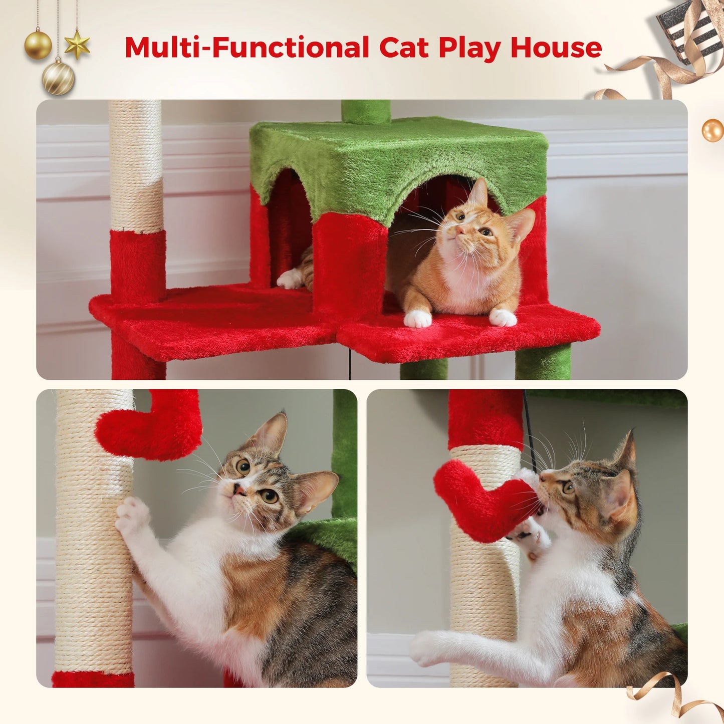 PAWZ Road Christmas Cat Tree With Sisal Posts Tower