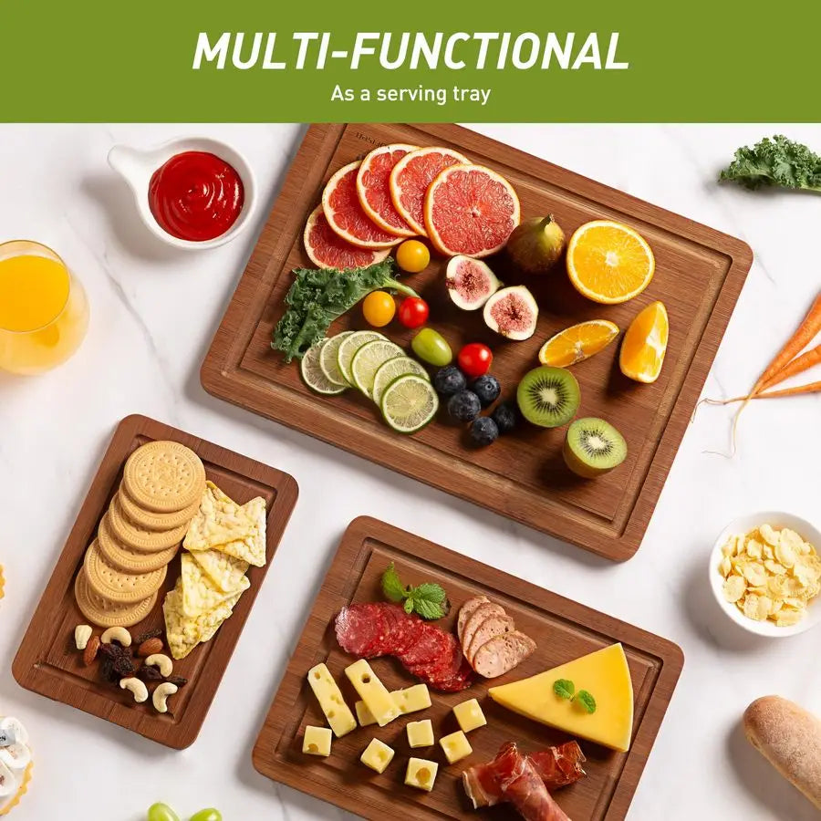 Packs Bamboo Cutting Board Set With Non Slip Durable Feet