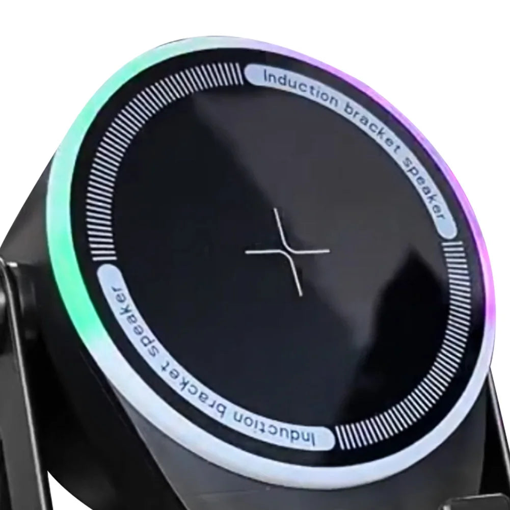 Wireless Induction Bluetooth Speaker With RGB Ambient Light Phone Stand