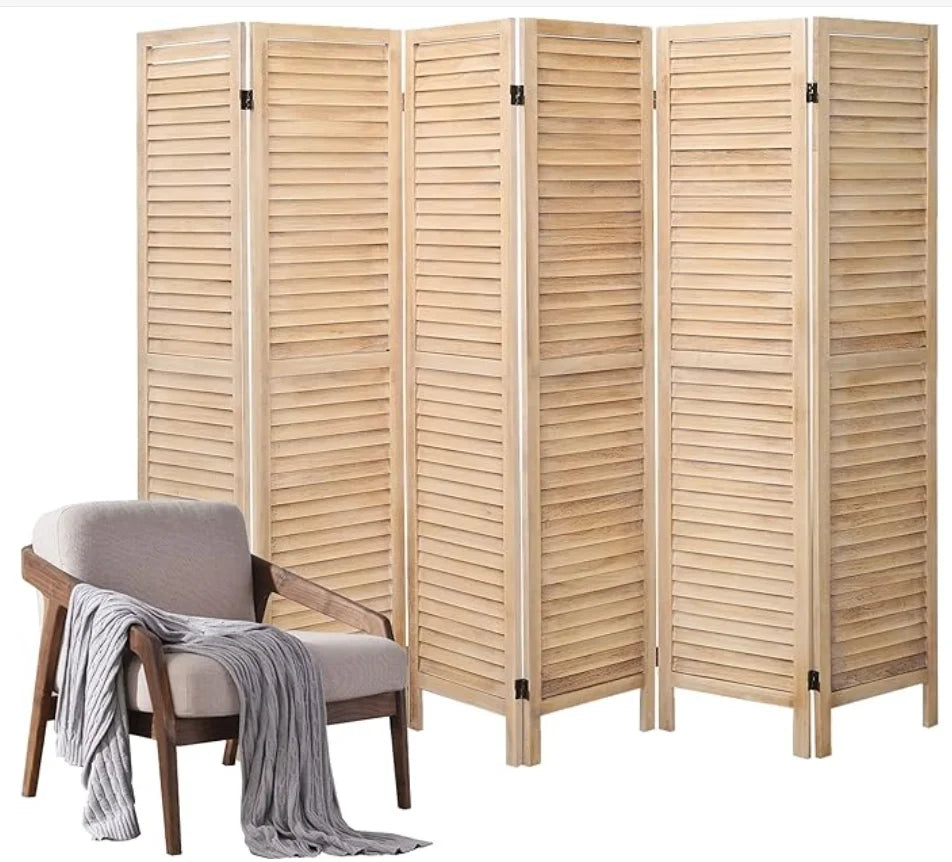 Wood Room Divider Screen Folding Privacy Freestanding Louvered Divider