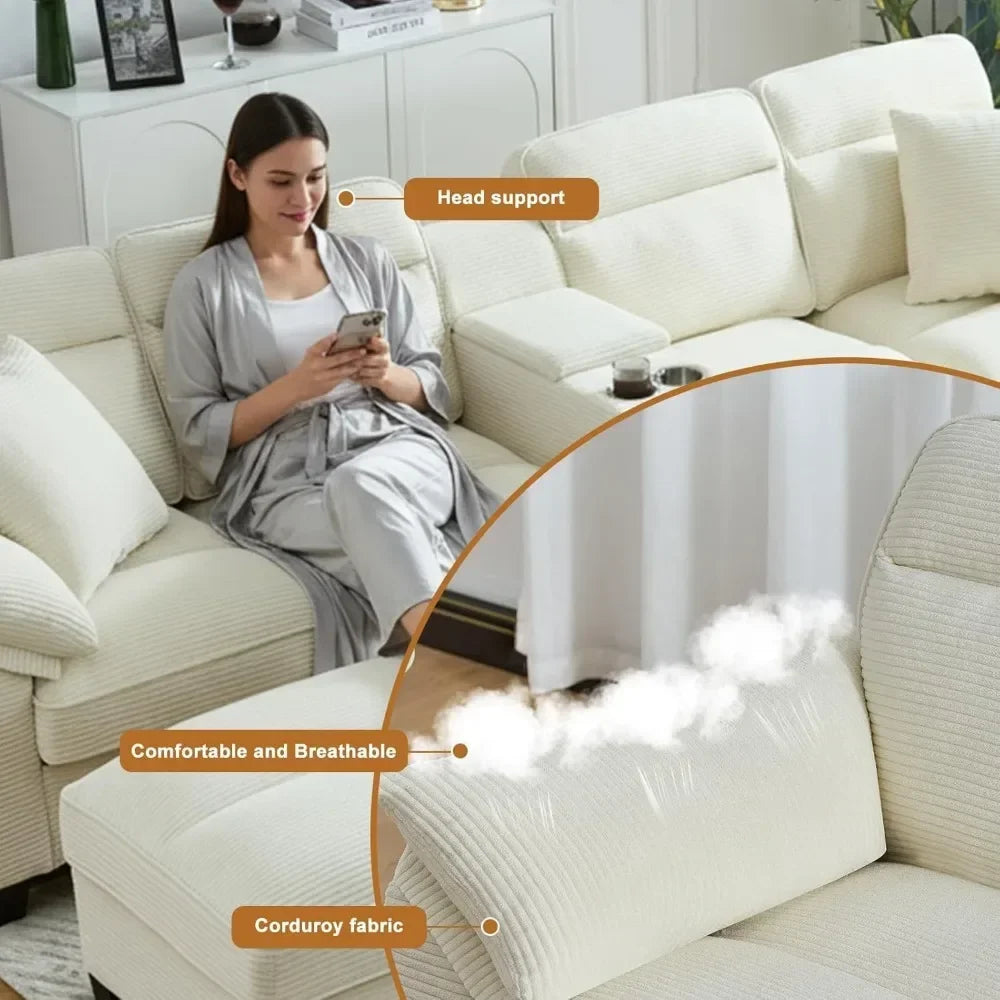 GUANGBAI U Shaped Cloud Couch Sectionals Modern Oversized Modular Sofa