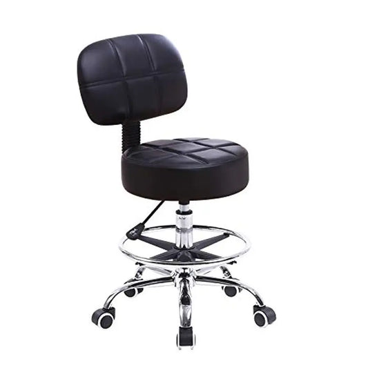 Swivel Round Height Adjustable Drafting Chair With PU Leather Backrest