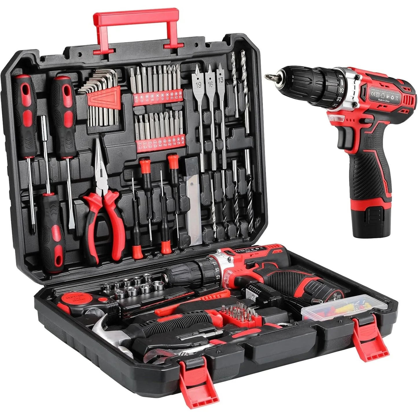 TLGREENDIY 138-Piece Power Tool Set With 12V Cordless Drill