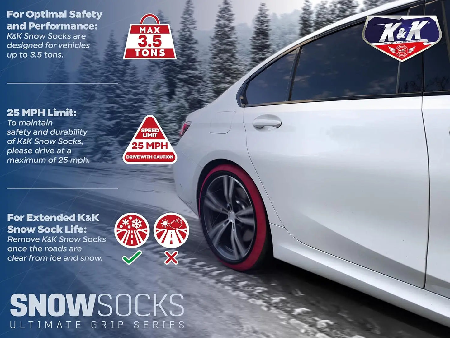Tire Snow Socks For Winter Grip And Safe SUV Travel