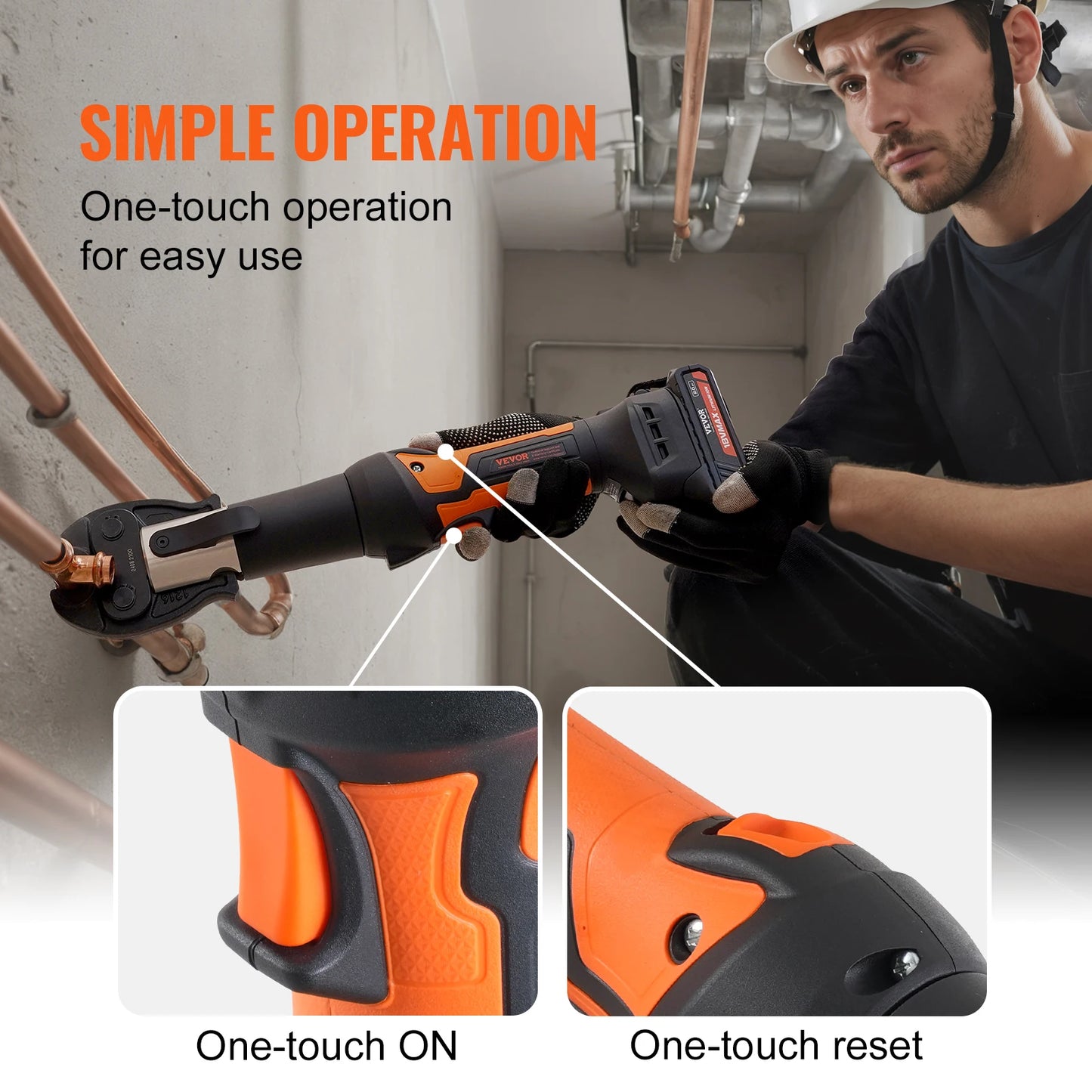 SucceBuy 18V Electric Pipe Crimping Tool Press Kit 3 Jaws