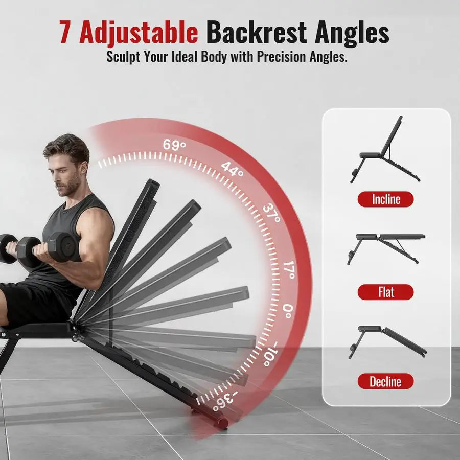 XMSJ Weight Bench for Home Gym Incline Decline Foldable 600 lb