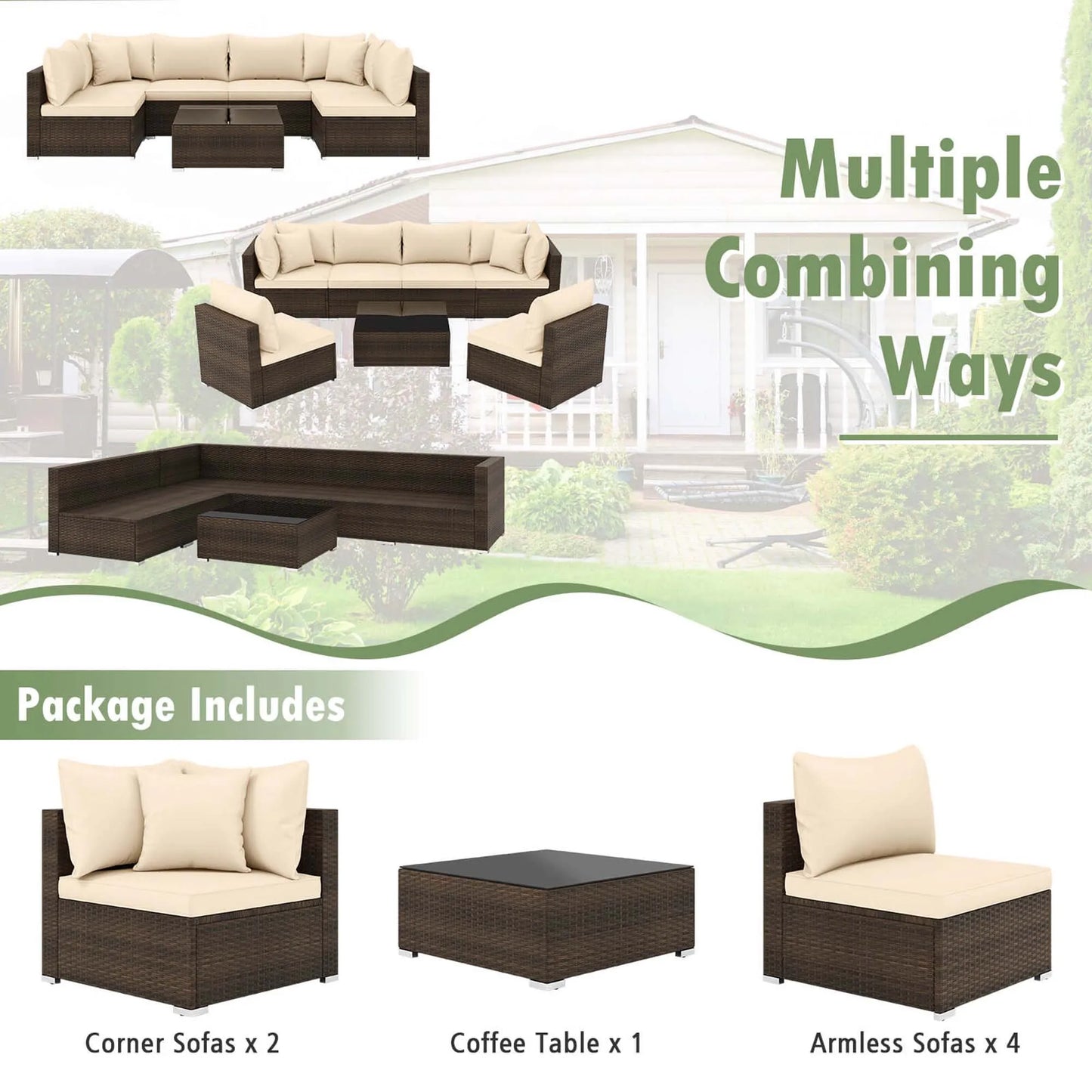 HOMASIS Patio Rattan Furniture Set For Outdoor Living