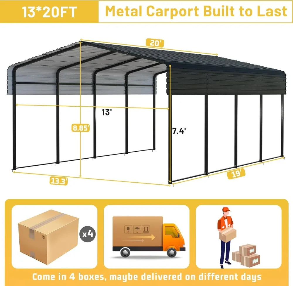 Heavy Duty Metal Carport Shelter With Galvanized Steel Roof