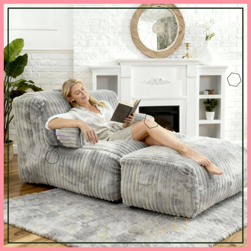 Memory Foam Bean Bag Chair With Armrests Ergonomic Lounger