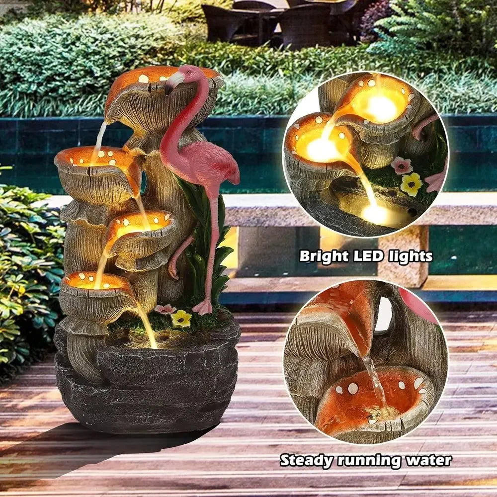 5-Tier Indoor Outdoor Waterfall Fountain With LED Lights
