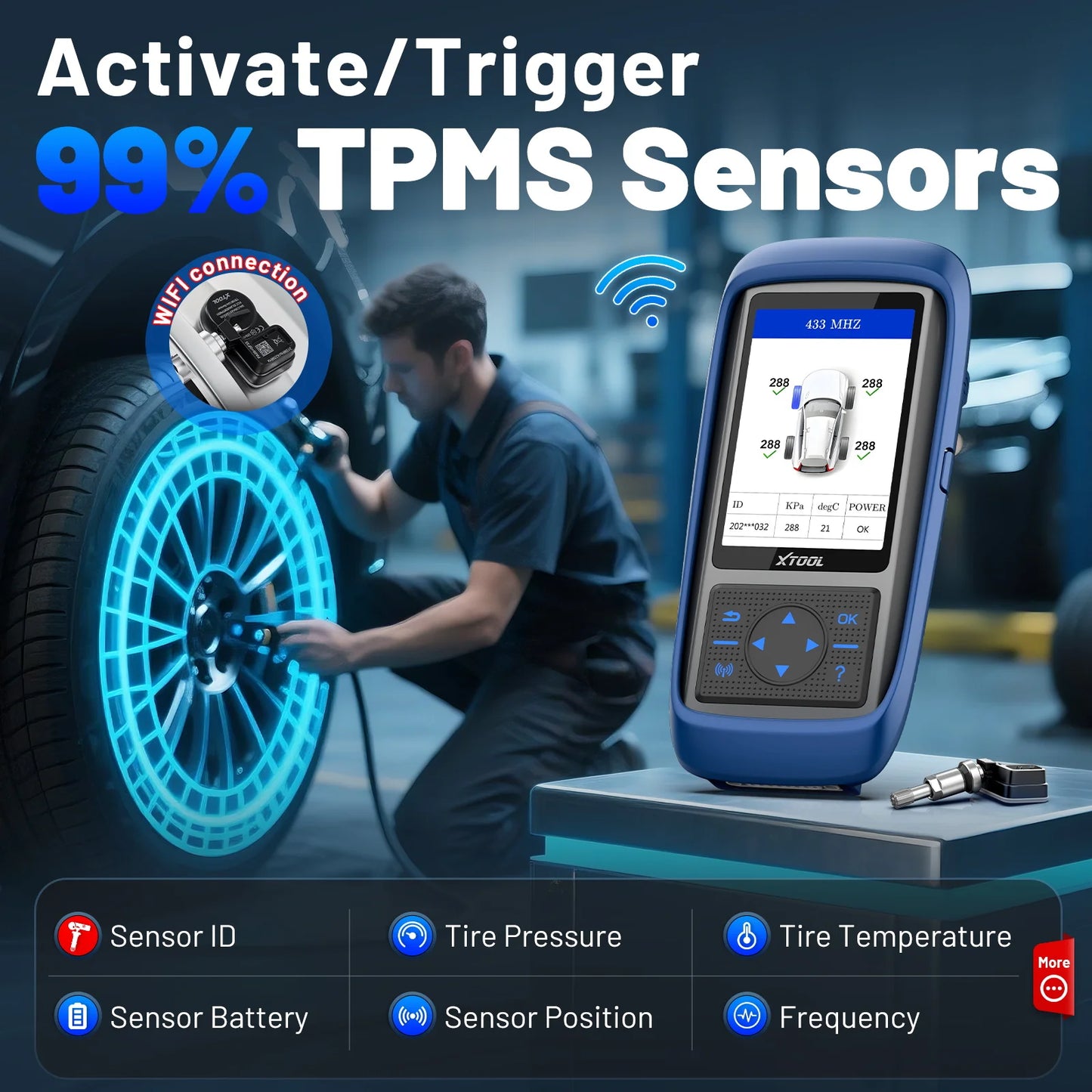 XTOOL TP150 TPMS Programming Tool 315MHz 433MHz Sensors