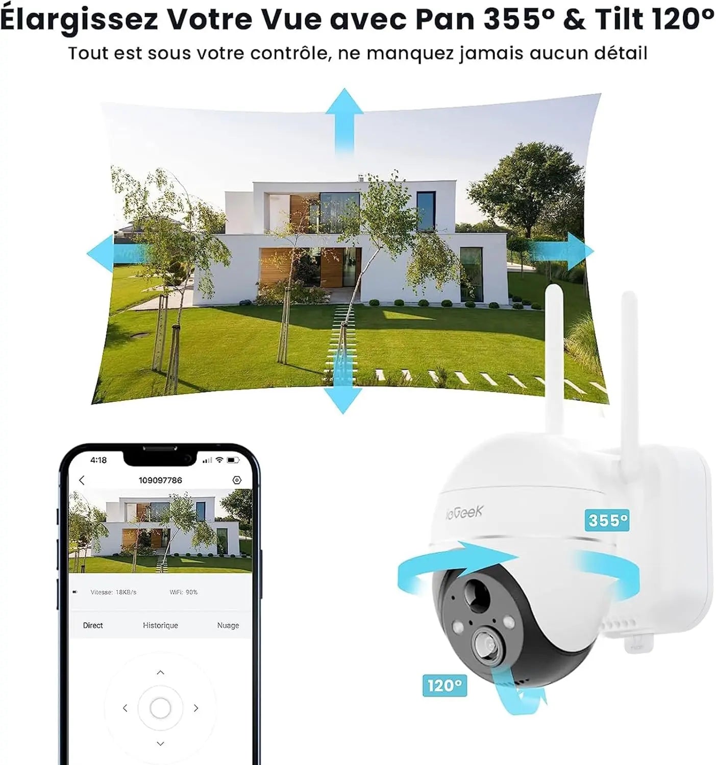 IEGEEK 5MP Wireless Outdoor WiFi Surveillance Camera With Solar Power