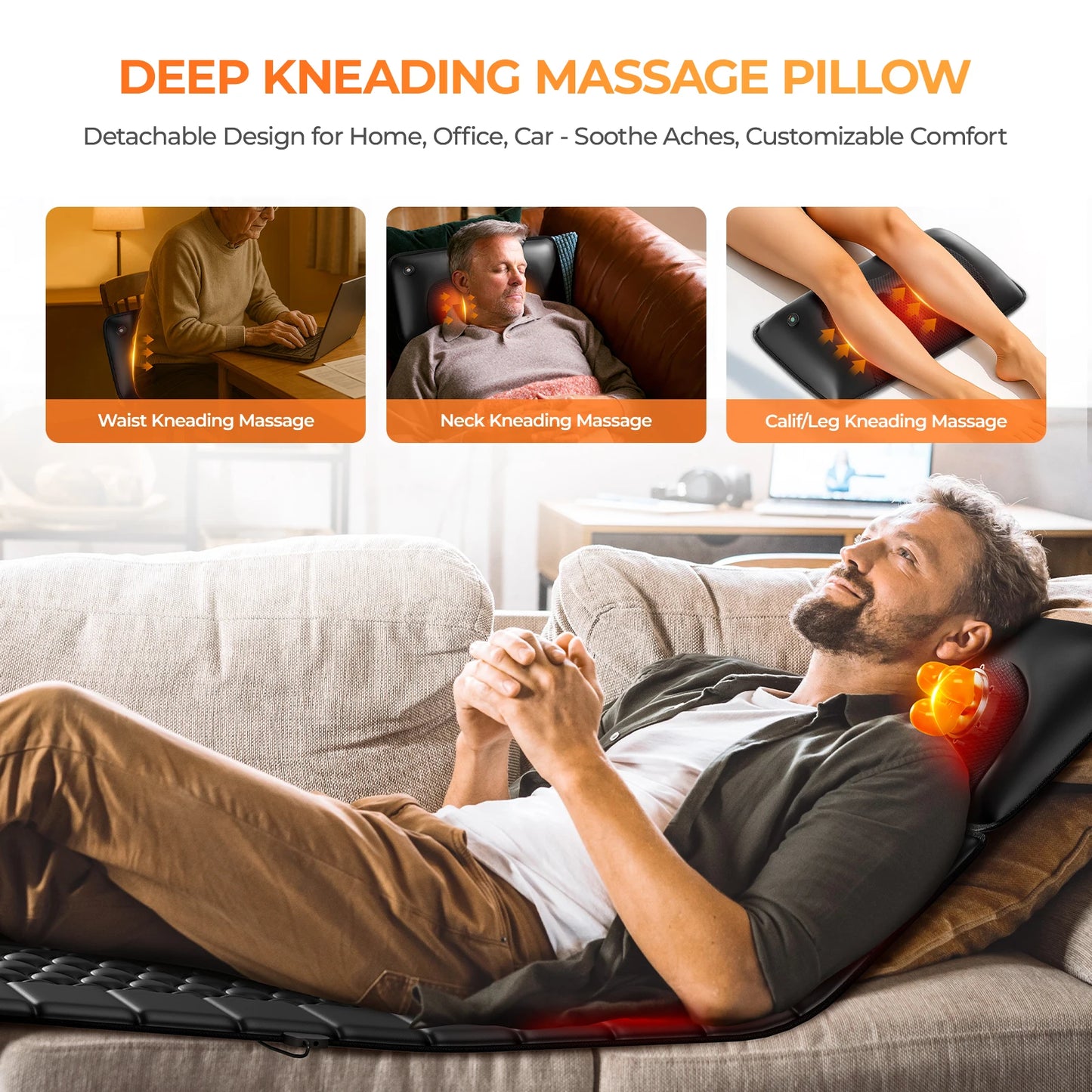 HIMOUTA Shiatsu Full Body Massage Mat With Heat Detachable Pad