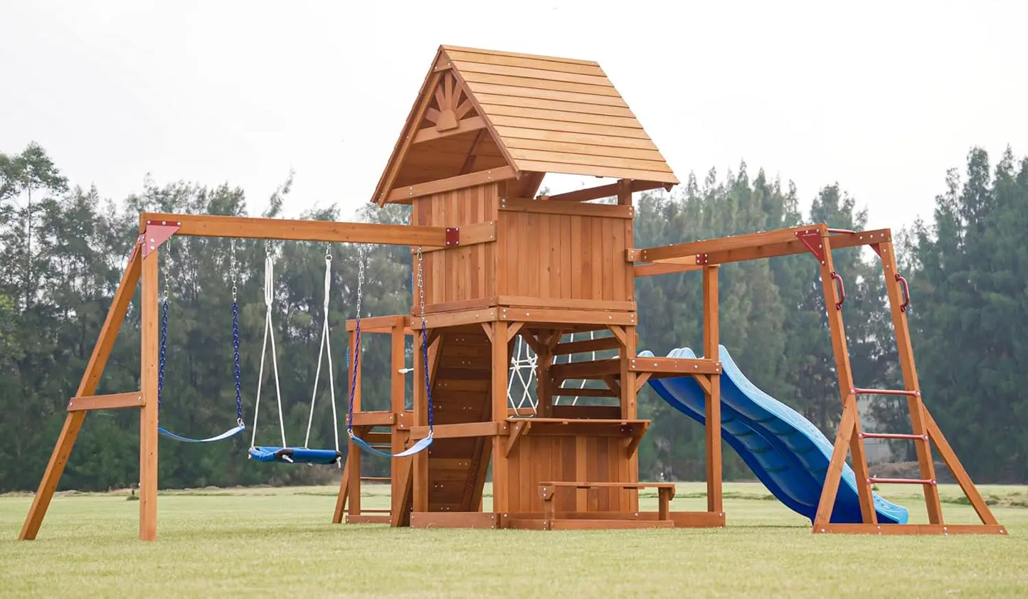Backyard Playground Set With Monkey Bars Swings And Climbing Wall