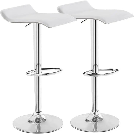 Swivel Bar Stools Set of 2 Modern Armless PVC Chairs