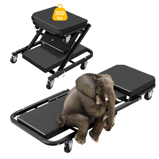 Deli 2 In 1 Z Creeper Seat Folding Mechanic Stool 300 Lb Capacity