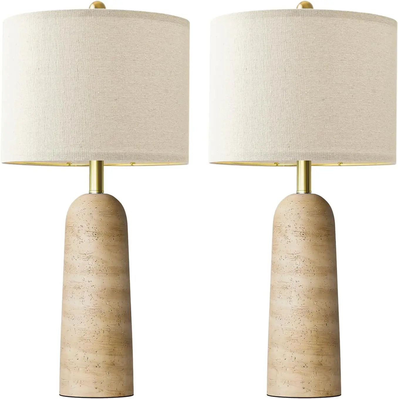 Modern Table Lamp Set Of 2 With Travertine Look Shade