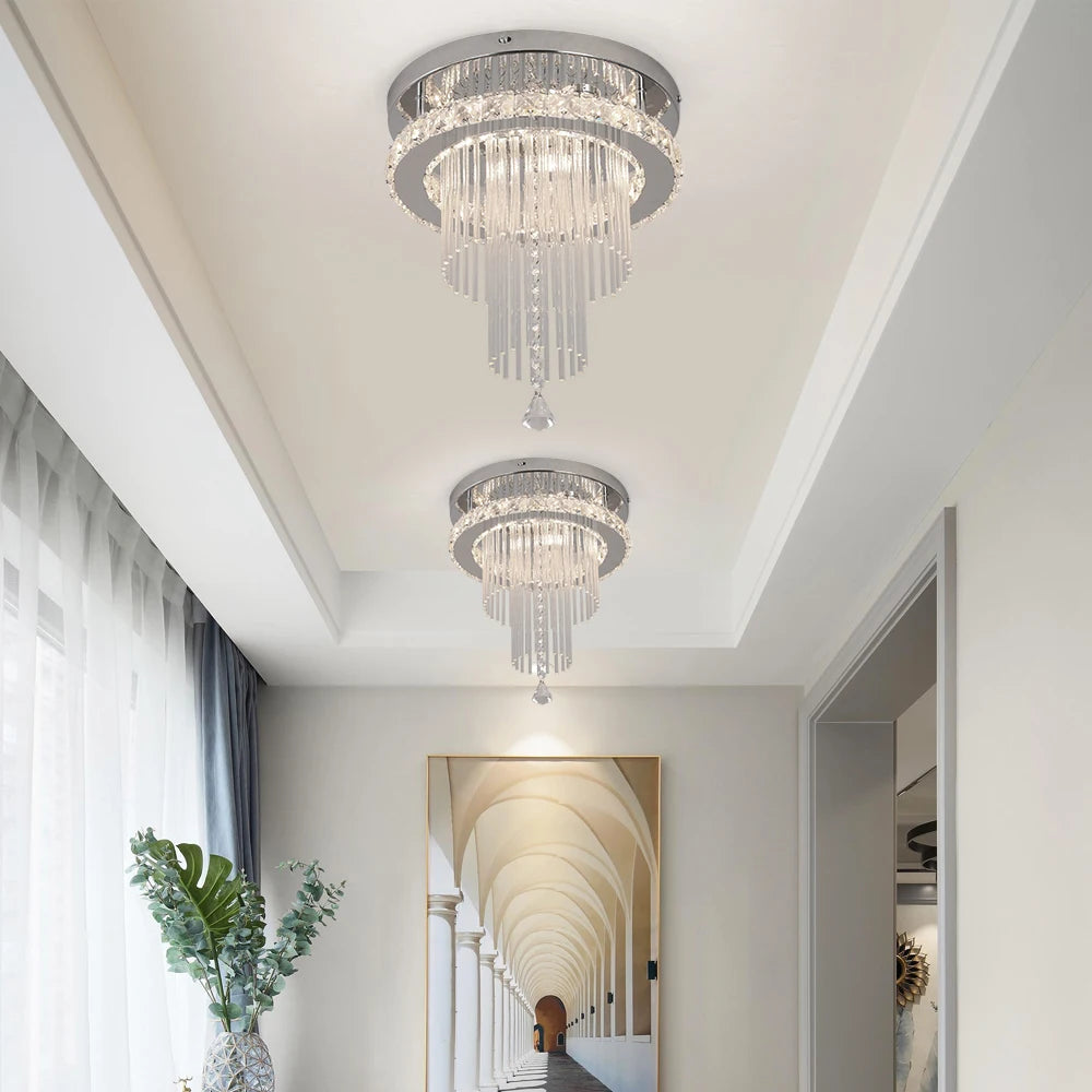 Deckrico Drop Crystal Pendant Light Chandelier For Living Room