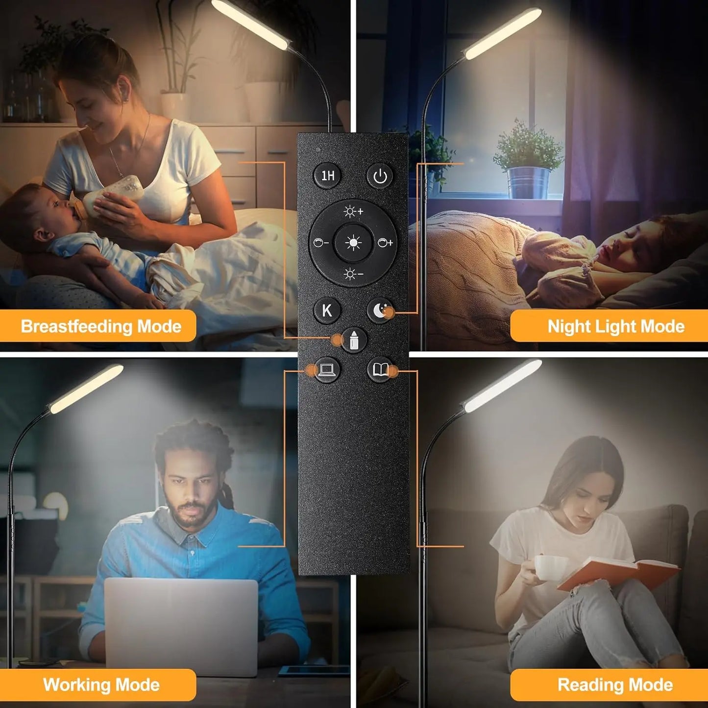 LED Floor Lamp 18W With Remote Dimmable Smart Plug Compatible