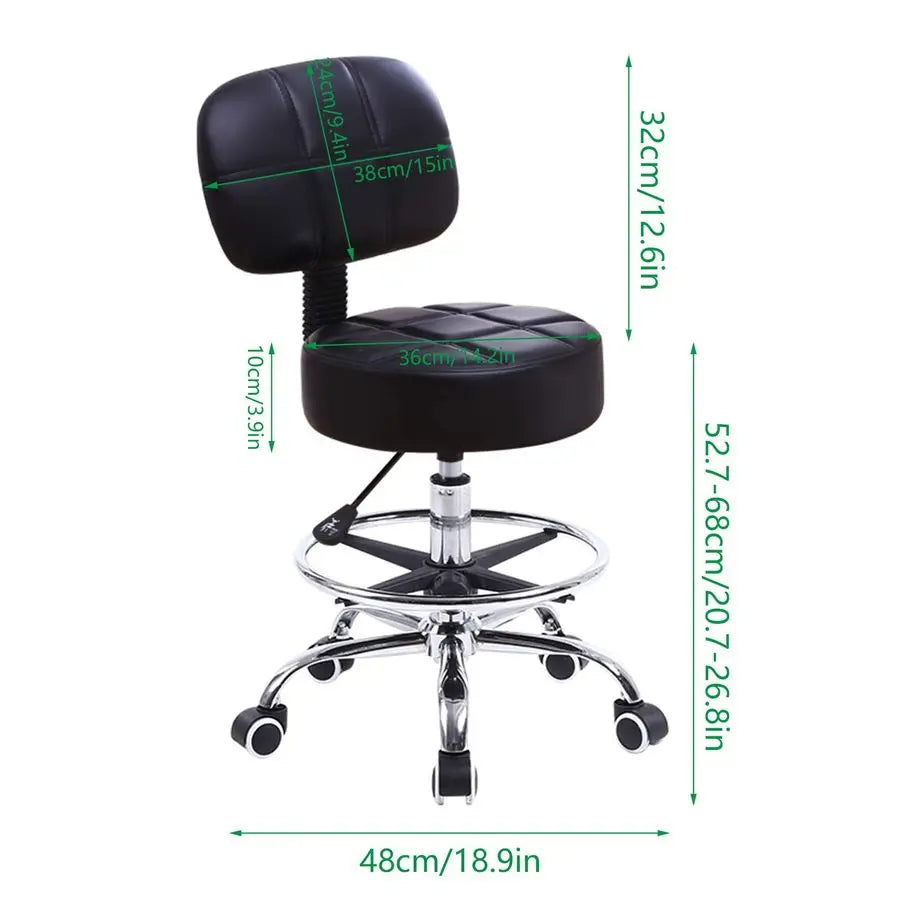 Swivel Round Height Adjustable Drafting Chair With PU Leather Backrest