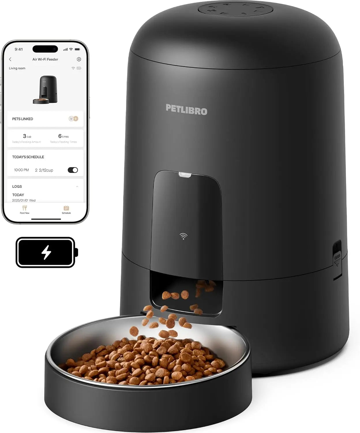 Automatic Pet Feeder With Rechargeable Battery For Cats And Dogs
