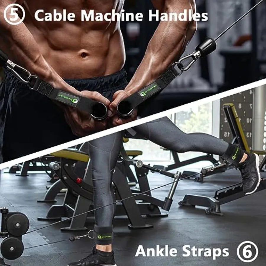 LAT Pulldown Attachments Cable Machine Attachment Set for Home Gym Weight Machine Accessories Steel Black Durable and Adjustabl