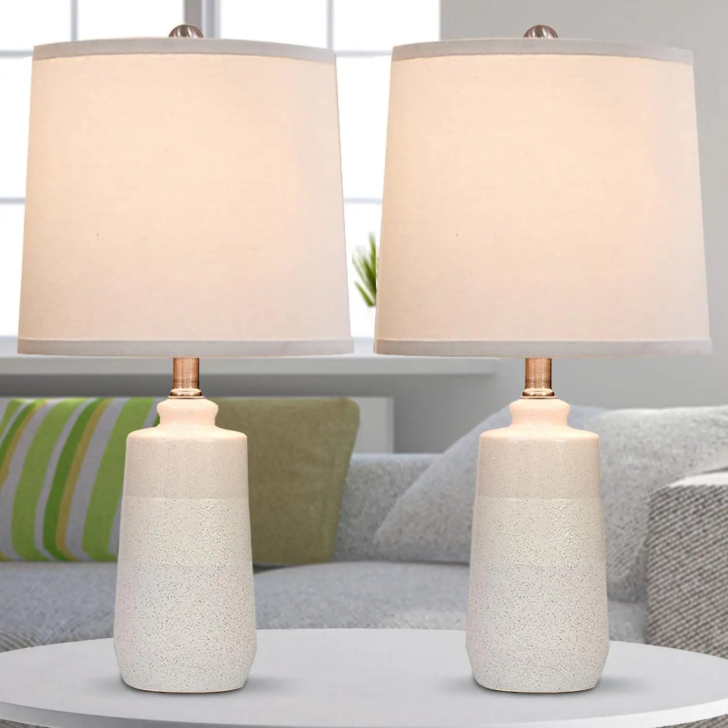 XMSJ Ceramic Table Lamps Set Of 2, Minimalist Matte Finish