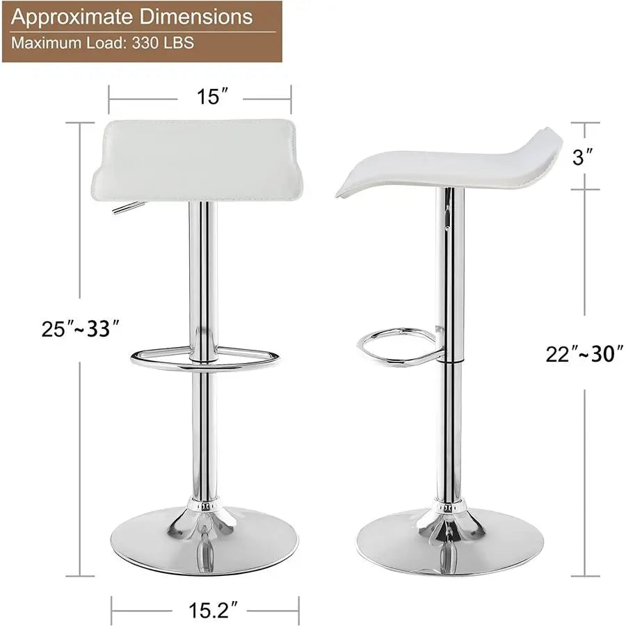 Swivel Bar Stools Set of 2 Modern Armless PVC Chairs