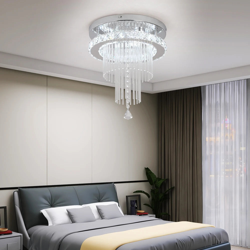 Deckrico Drop Crystal Pendant Light Chandelier For Living Room