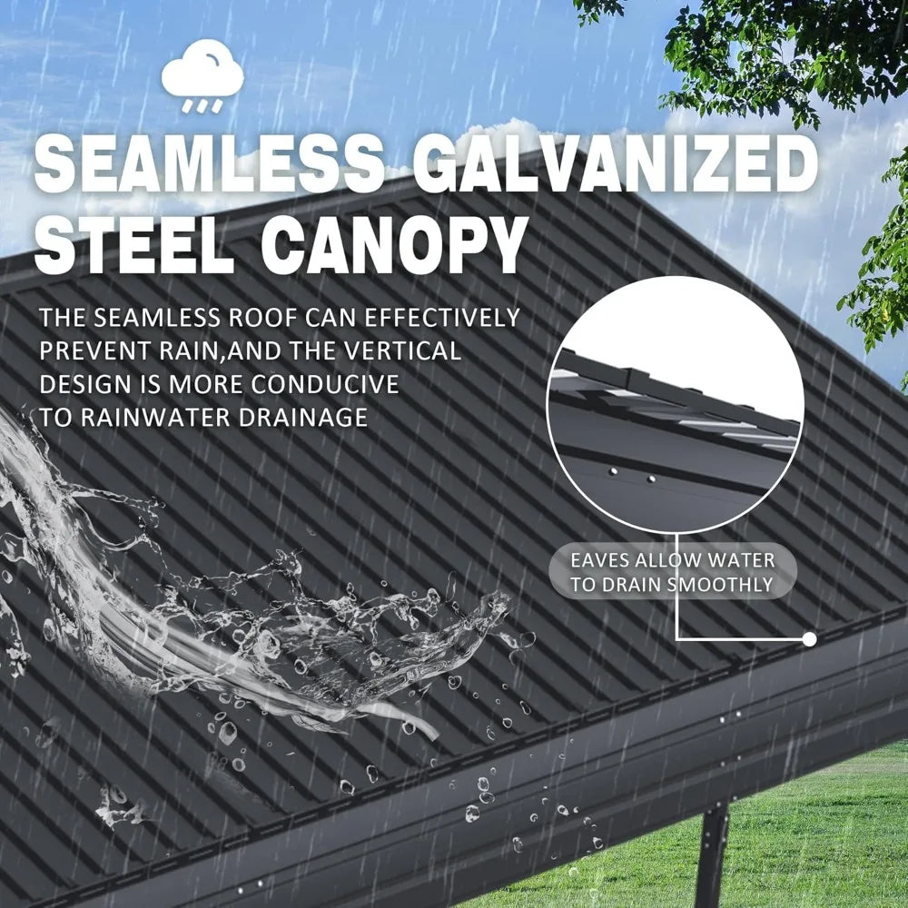 Heavy Duty Metal Carport With Rainproof Canopy Galvanized Roof