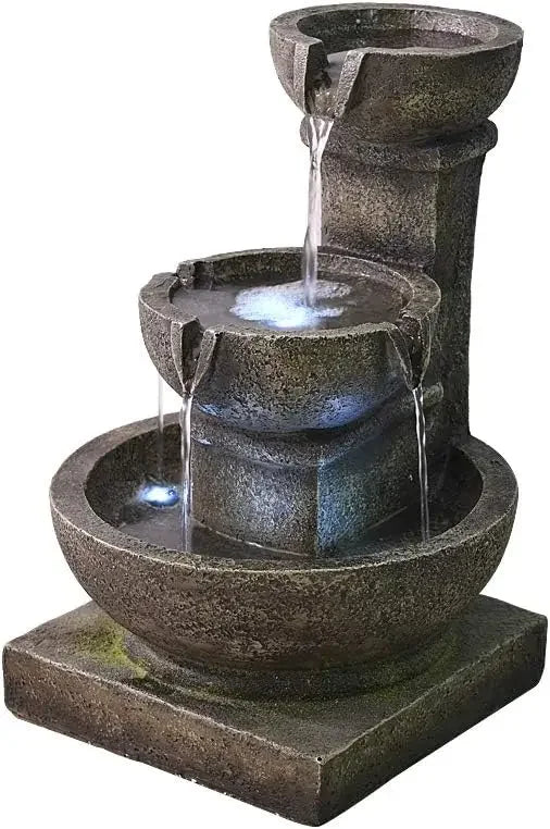 XMSJ Outdoor Waterfall Fountain With LED Lights For Patio