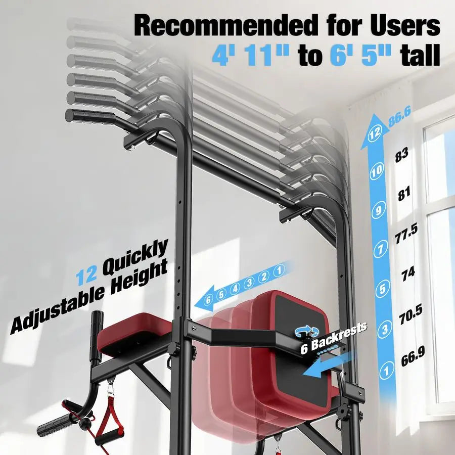 MBVM Power Tower Pull Up Bar Station 450 Lbs Capacity