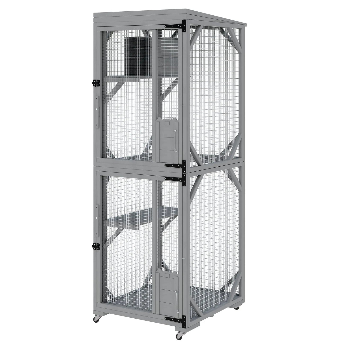 HiMISSCatio Outdoor Cat Enclosure With Lockable Wheels Weatherproof Multi Door