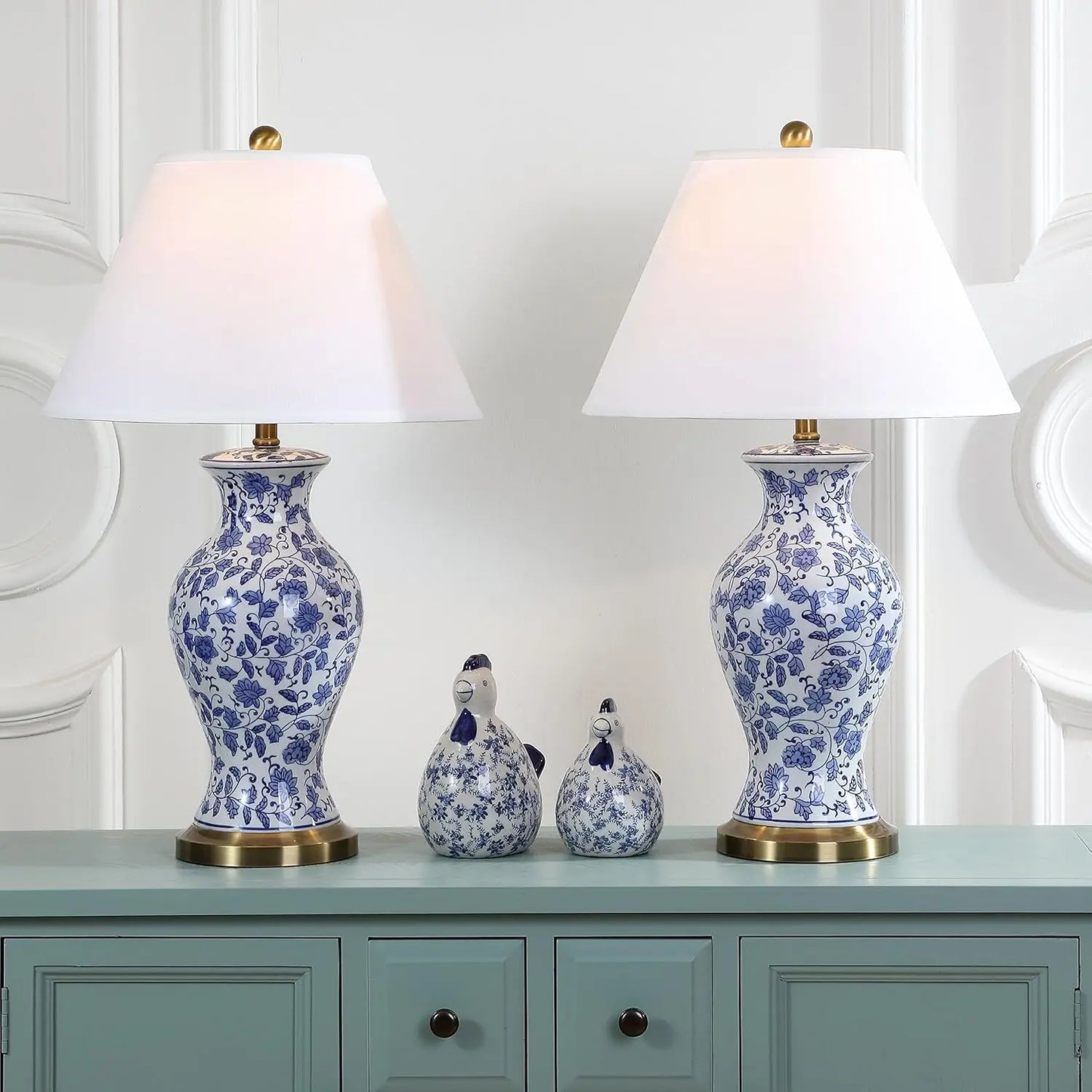 Ceramic Table Lamps Set Of Two With LED Bulbs Included