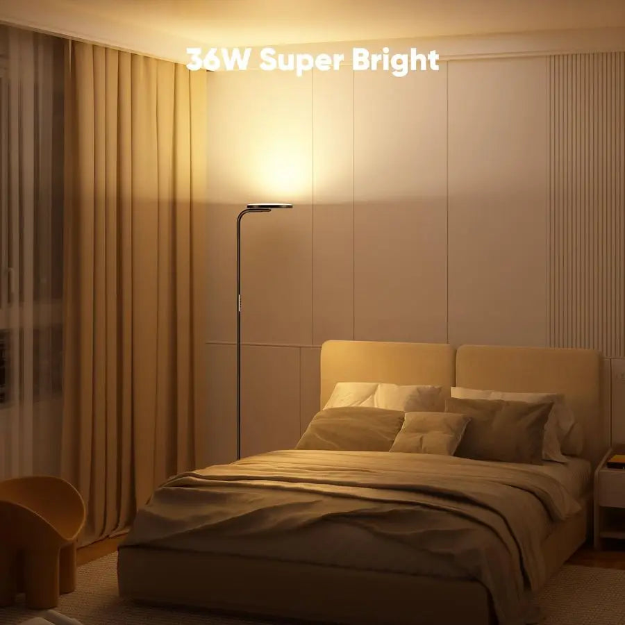 36W LED Floor Lamp Dimmable Torchiere With Remote Control