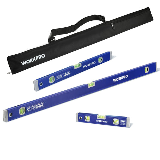 WORKPRO 3 Piece Spirit Level Set Magnetic Torpedo Level