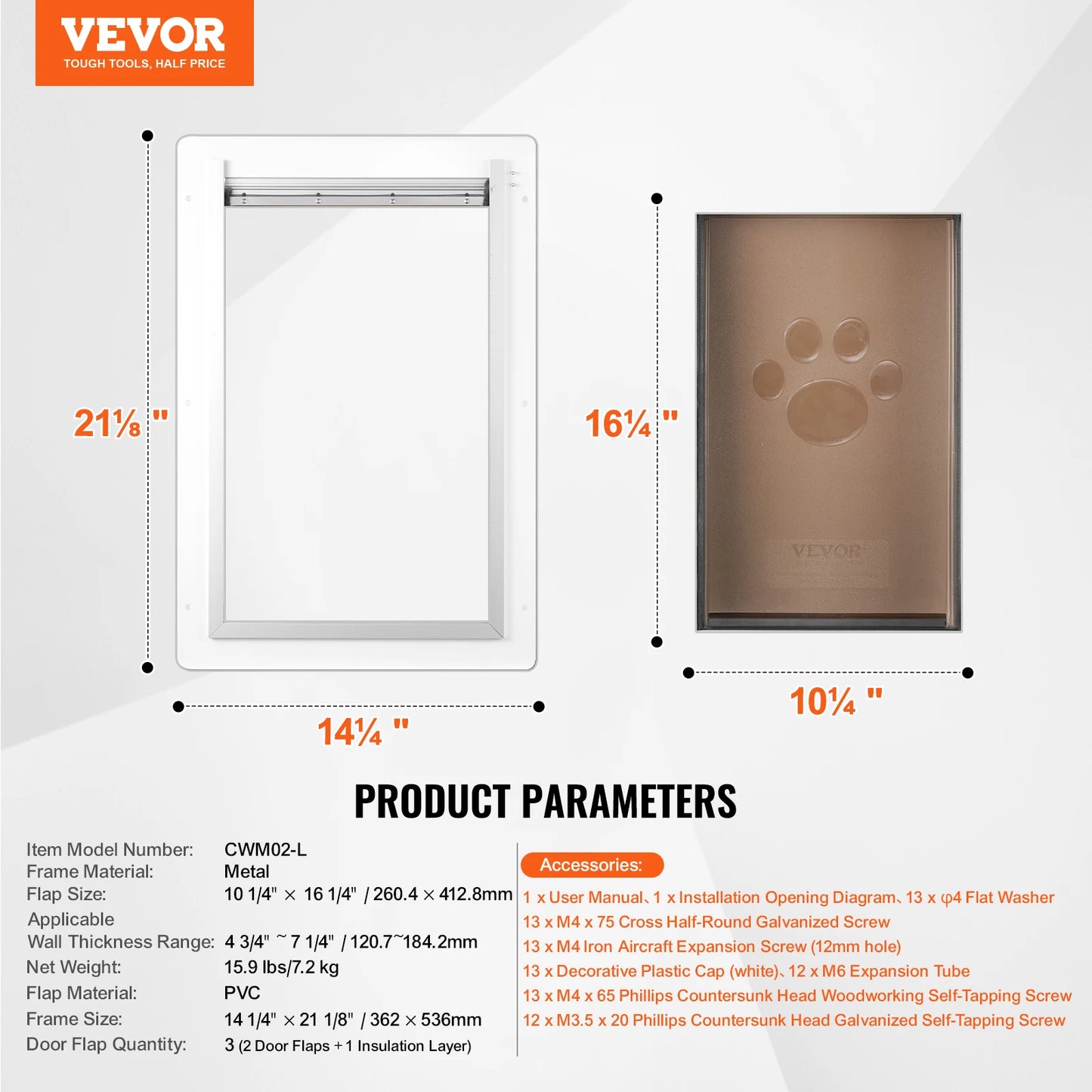SucceBuy Pet Door With Lock And 3 Flap System Weatherproof