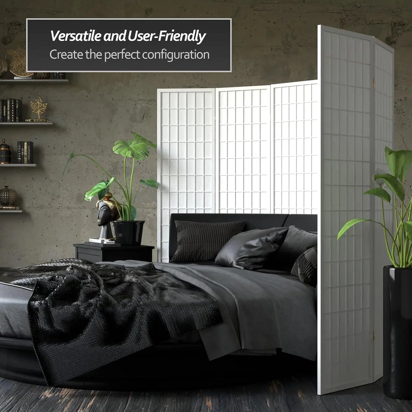 Japanese Shoji Room Divider Screen With Rice Paper Panels