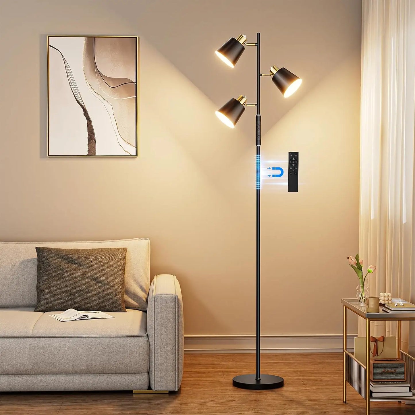 Modern LED Tree Floor Lamp With Remote Touch Control Dimmable