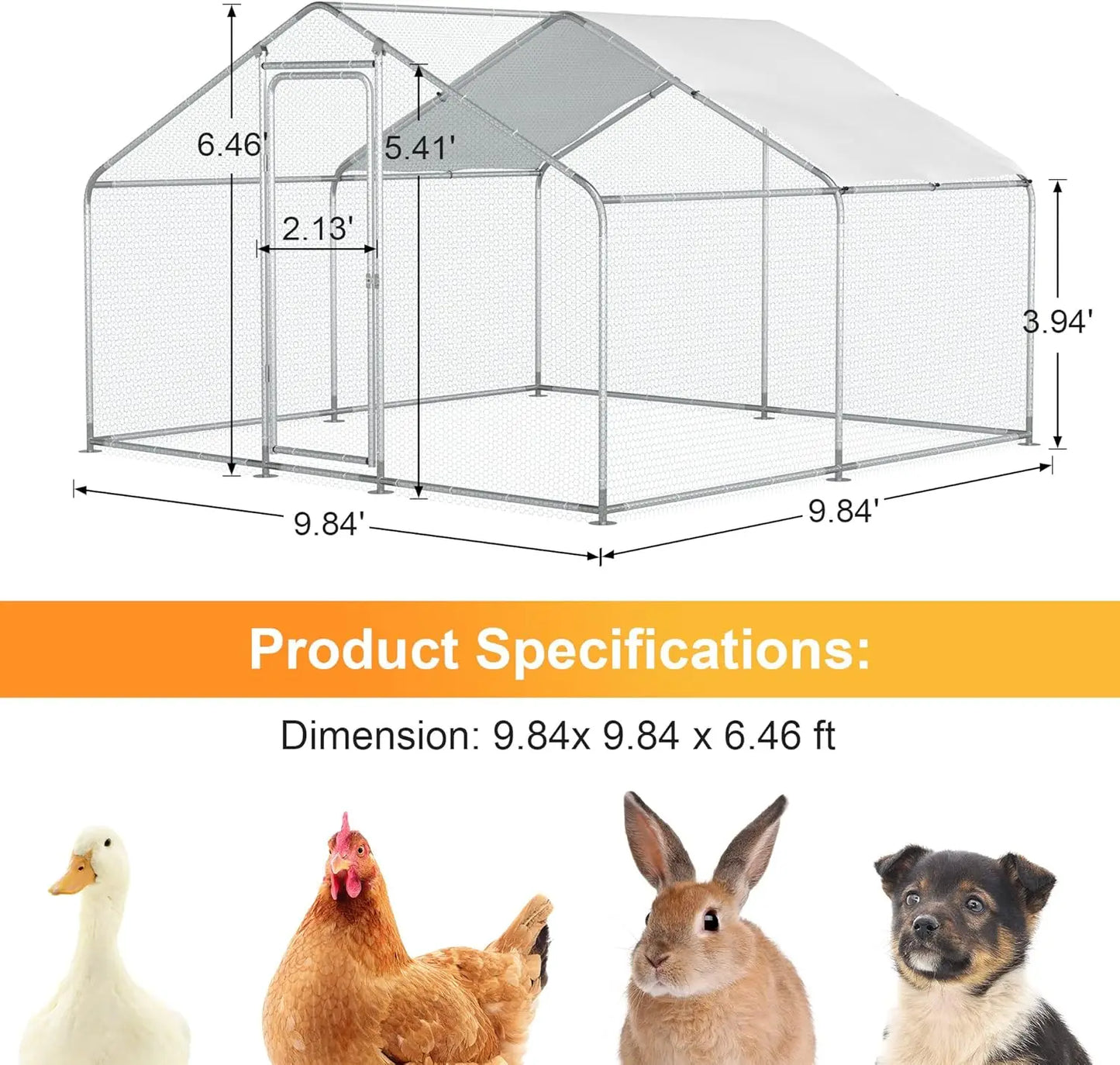 Walk-In Metal Chicken Coop With Waterproof Cover