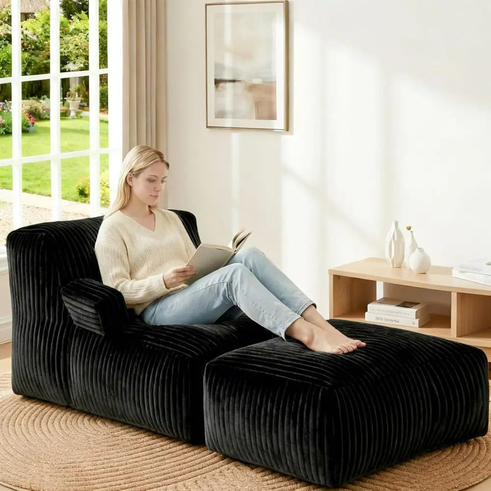 Bean Bag Chair With Memory Foam And Armrests For Living