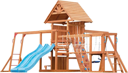 Backyard Playground Set With Monkey Bars Swings And Climbing Wall