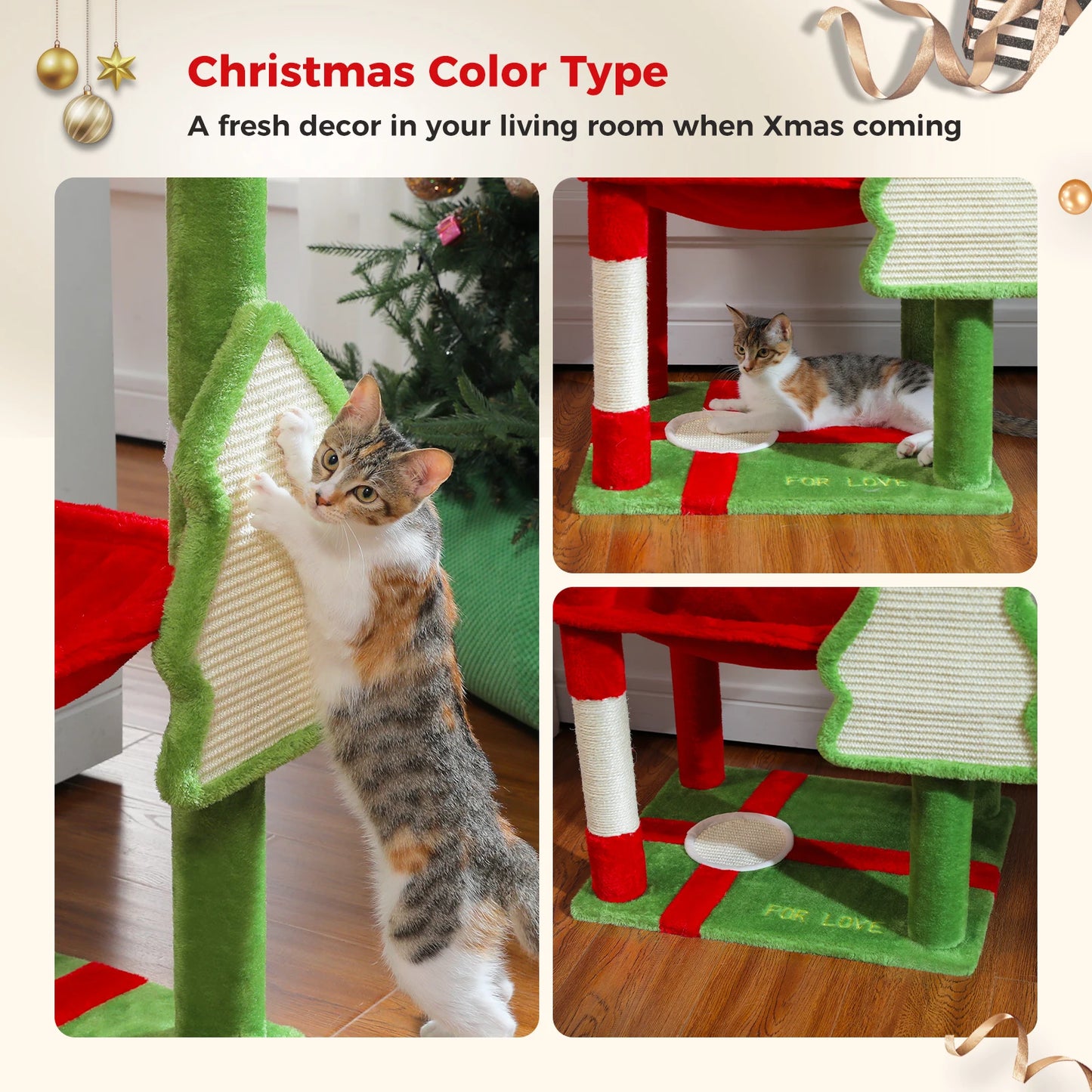 PAWZ Road Christmas Cat Tree With Sisal Posts Tower