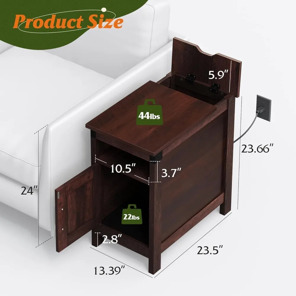 XMSJ Narrow End Tables Set Of 2 With Charging Station