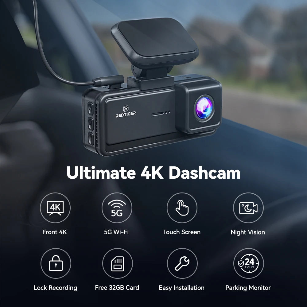 REDTIGER Dash Cam 4K With Built In GPS Night Vision