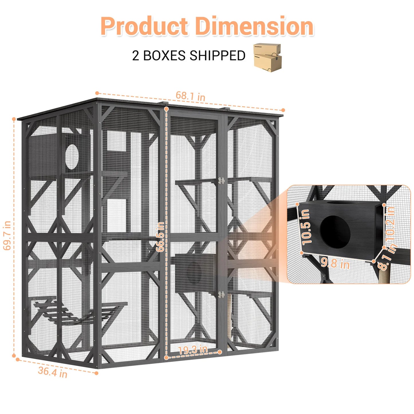 HiMISS Outdoor Wooden Catio Walk-In Multi-Level Cat Enclosure