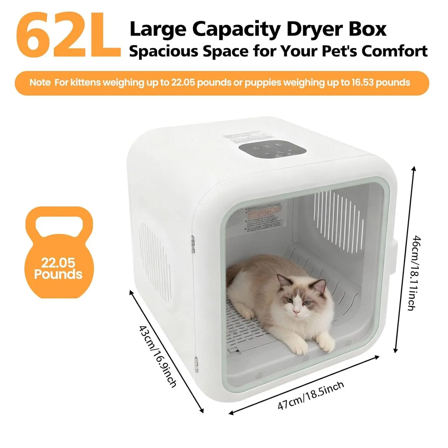 Portable Pet Dryer Box 800W For Cats And Dogs Premium